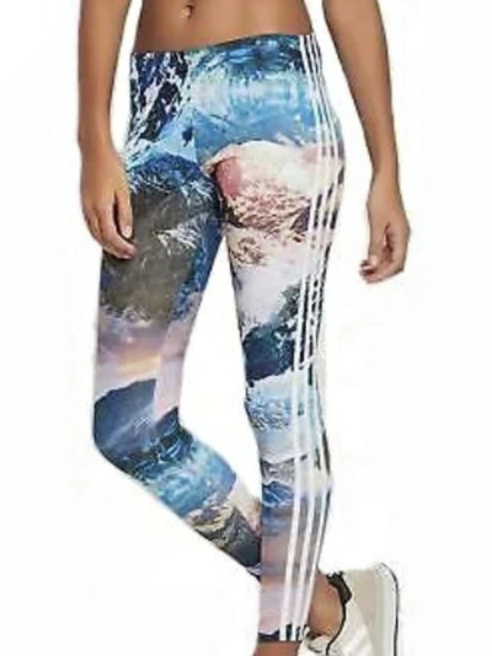 adidas Abstract Print Leggings in Blue & Pink Size Medium